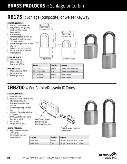 PRODUCT CATALOG - Olympus Lock