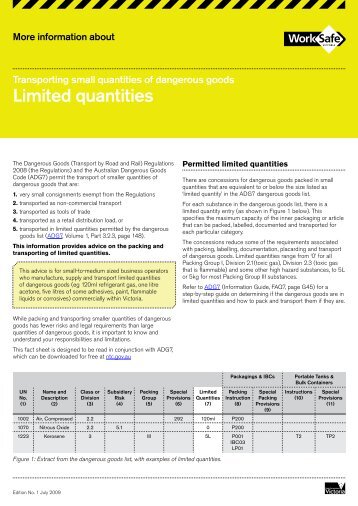 limited quantities (PDF 181kb) - WorkSafe Victoria