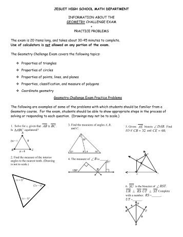 Geometry Challenge Exam Example - Jesuit High School