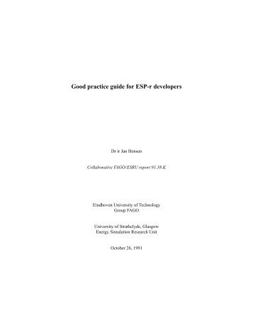 Good practice guide for ESP-r developers - Energy Systems ...