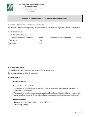 Tazobactam 4g-500mg Polvo Liofilizado para Solución Inyectable ...