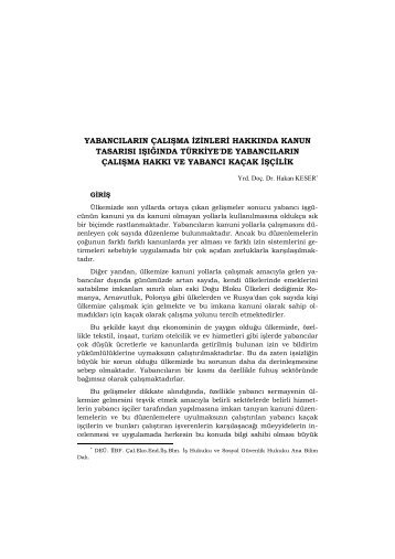 yabancıların çalışma đzđnlerđ hakkında kanun tasarısı ışığında ...