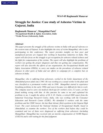 Struggle for Justice: Case study of Asbestos Victims in Gujarat, India