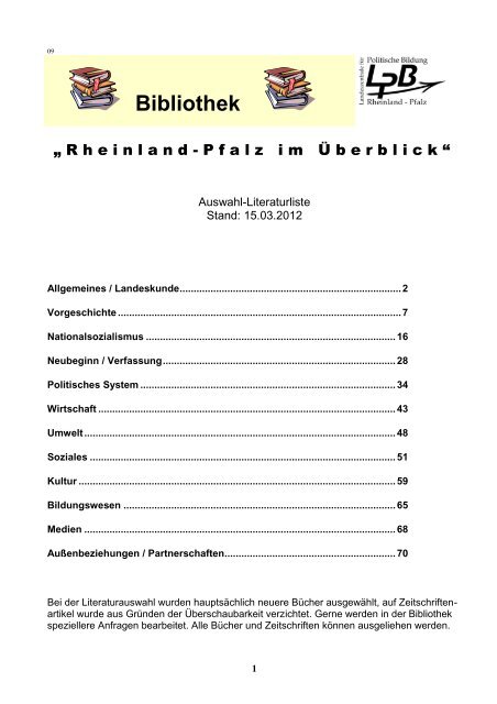 Bibliothek - Landeszentrale für politische Bildung Rheinland-Pfalz