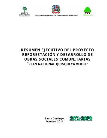 Resumen Ejecutivo Plan Quisqueya Verde SNIP 4203