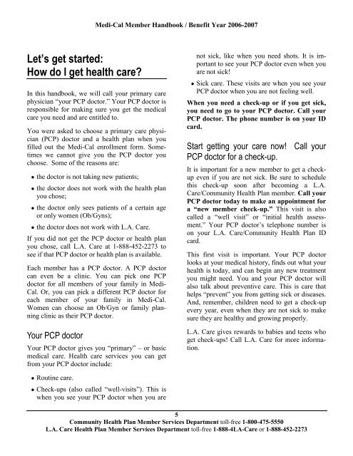 Member Handbook - Los Angeles County Department of Health ...