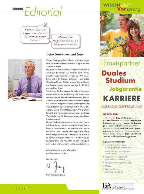 HOCHzwo - Ausgabe 1/2010 - der Studienakademie Bautzen