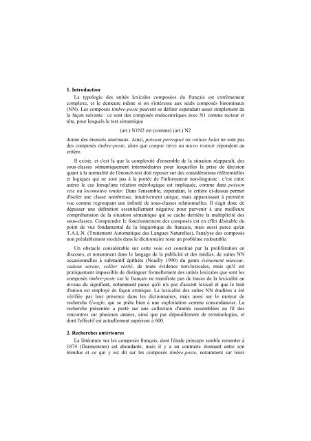 Relations sémantiques N1-N2 dans les composés timbre-poste