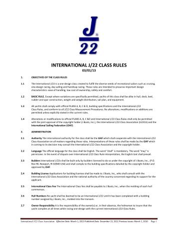 international j/22 class rules - J/22 International Class Association