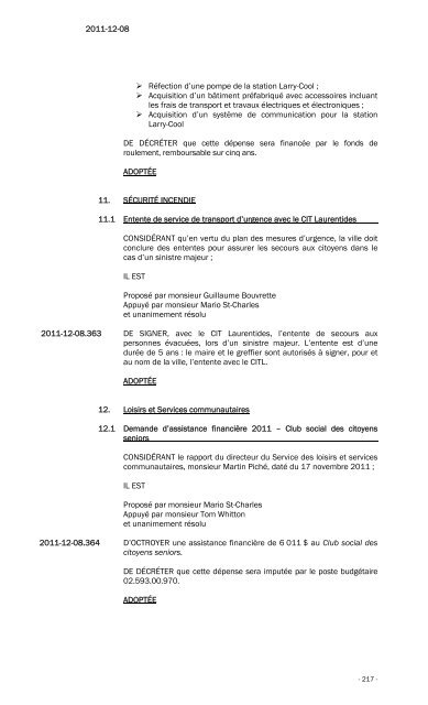 séance ordinaire du 8 décembre - Ville de Deux-Montagnes
