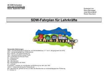 SDW-Fahrplan für Lehrkräfte - AK SDW Schwaben