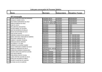 42Âª Lista para convocaÃ§Ã£o - Secretaria da EducaÃ§Ã£o