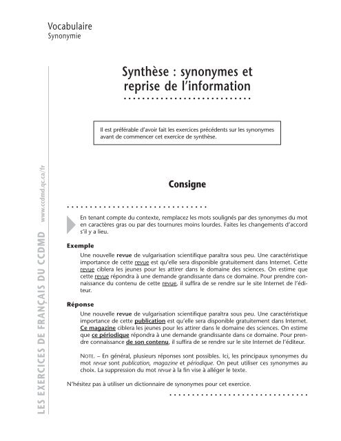 reprise de l information ccdmd