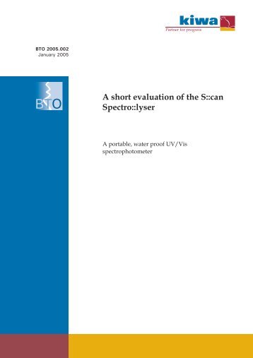 A short evaluation of the S::can Spectro::lyser - ECM ECO Monitoring