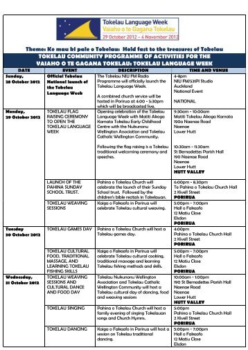 Tokelau Language Week Activities 2012