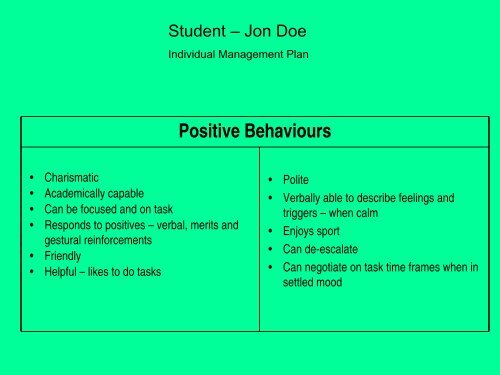 conceptual framework of behaviour management - CHERI - The ...