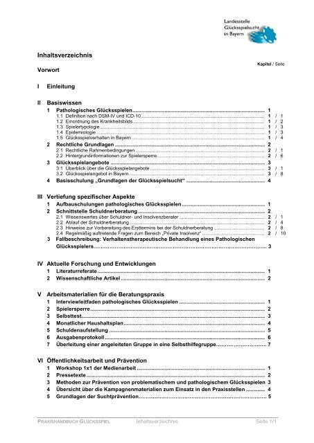 III Vertiefung Spezifischer Aspekte - Landesstelle Glücksspielsucht ...