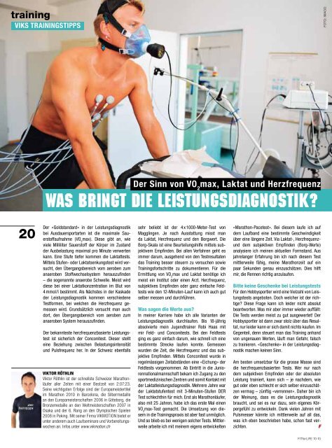 Was bringt die Leistungsdiagnostik? - Fit for Life