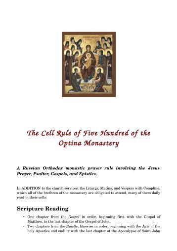 The Cell Rule of Five Hundred of the Optina Monastery