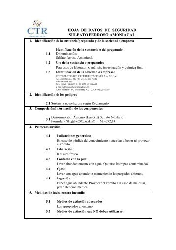 Sulfato Ferroso Amoniacal MSDS - CTR Scientific