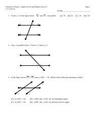 Geometry Practice: Angles Involving Parallel Lines #3 Page 1 NAME ...