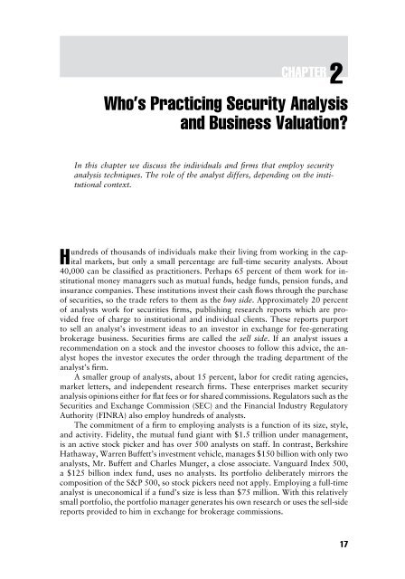 Security Analysis and Business Valuation on Wall Street,: A ... - lib