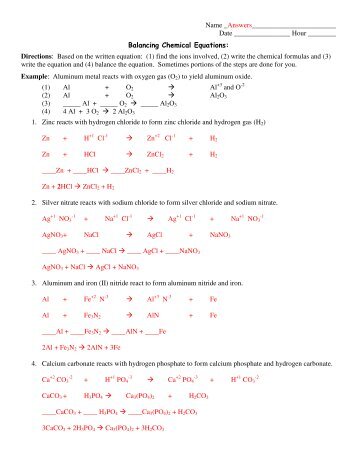 Balancing Chemical Equations