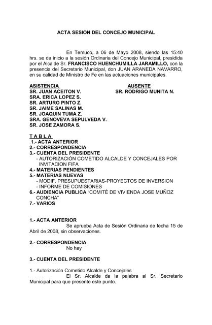 ACTA SESION DEL CONCEJO MUNICIPAL - Temuco