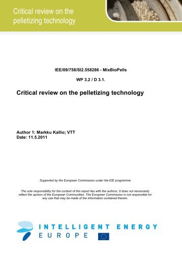 Critical review on the pelletizing technology - MixBioPells