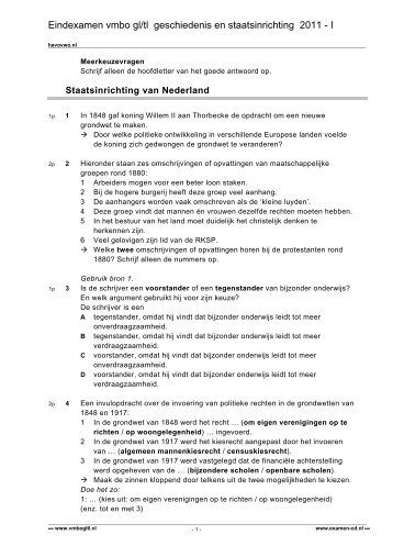 1 Staatsinrichting van Nederland - examen-cd vmbo gl/tl