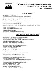 Award List 2007 - Chicago International Children's Film Festival