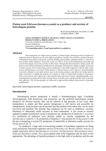 Fission yeast Schizosaccharomyces pombe as a ... - Rombio.eu