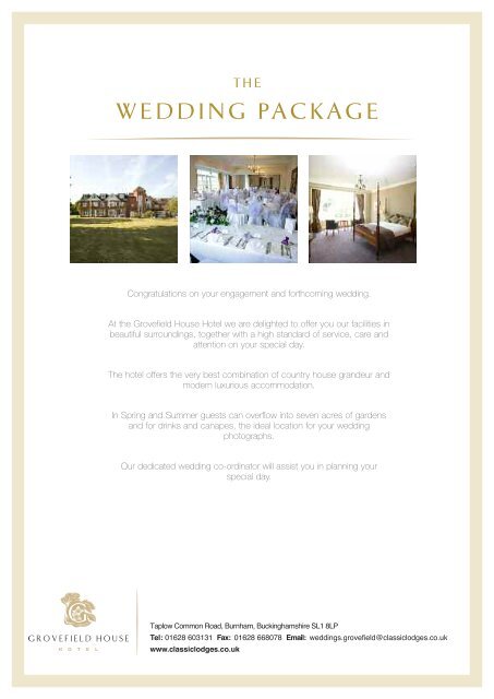 WEDDING PACKAGE - Classic Lodges