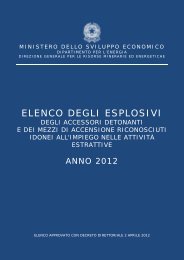 Elenco degli esplosivi - Unmig - Ministero dello Sviluppo Economico
