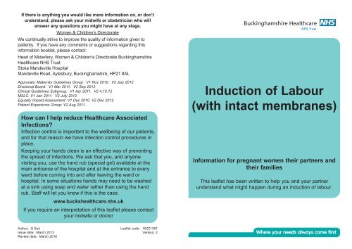 Induction of Labour (with intact membranes)