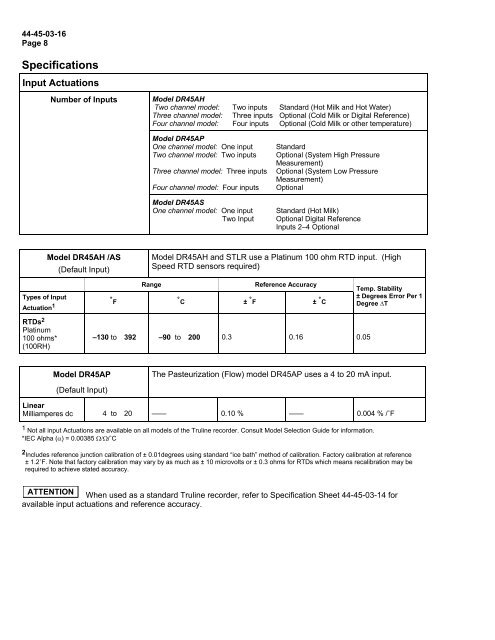 DR4500A Truline HTST, STLR, and Pasteurization Flow ... - Honeywell