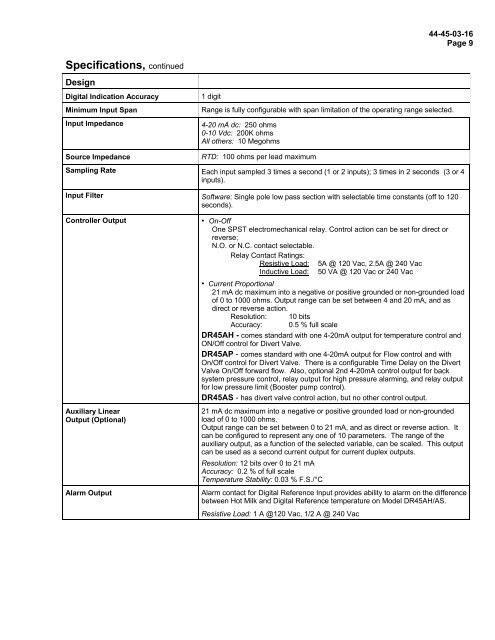 DR4500A Truline HTST, STLR, and Pasteurization Flow ... - Honeywell