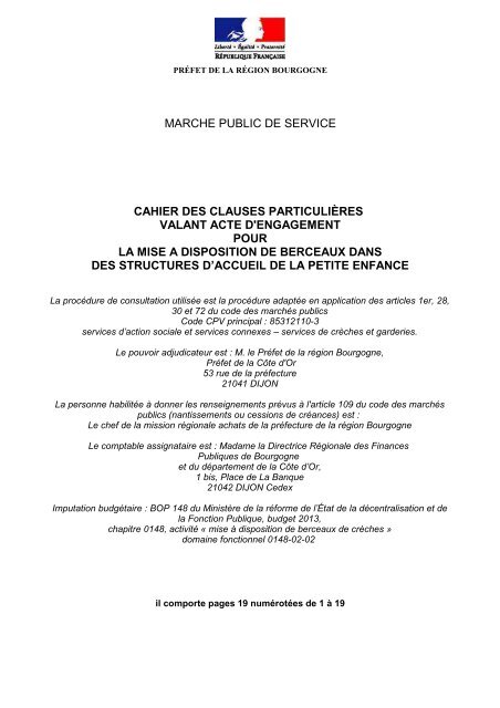 MARCHE PUBLIC DE SERVICE CAHIER DES ... - Fonction publique