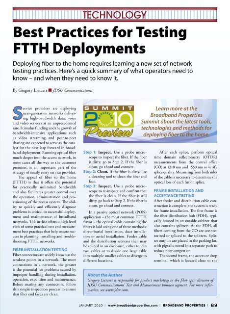 Best Practices for Testing FTTH Deployments - Broadband Properties