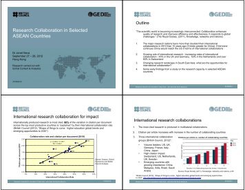 Research Collaboration in Selected ASEAN Countries - Education UK