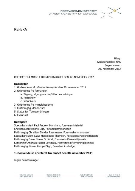 REFERAT - Forsvarsministeriet