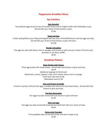 Breakfast Menu - Ramada Plaza Nags Head Beach