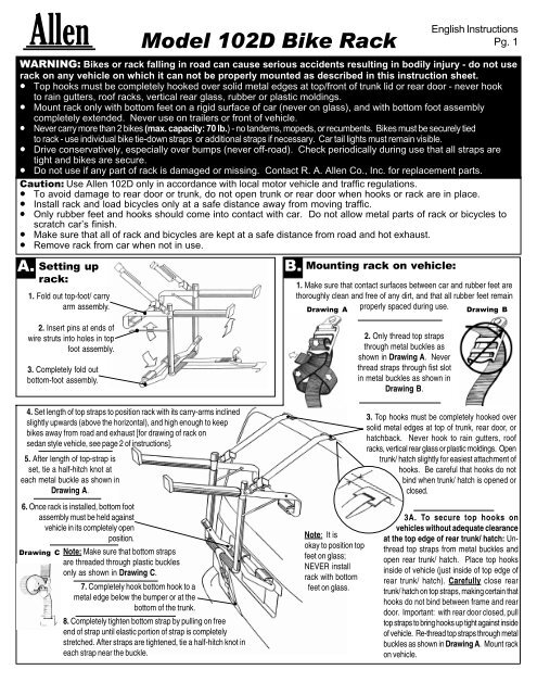 Model 102D Bike Rack - Allen Sports