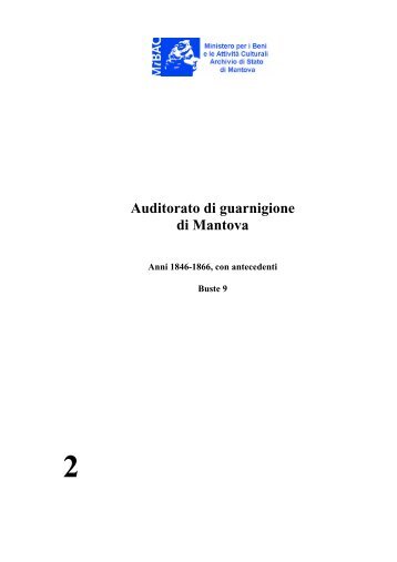 Auditorato di guarnigione di Mantova - Istituto Centrale per gli Archivi