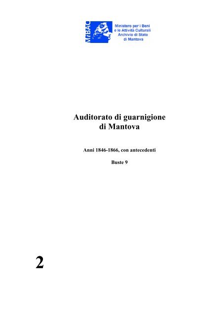 Auditorato di guarnigione di Mantova - Istituto Centrale per gli Archivi