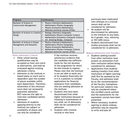 2012 Prospectus - Kigali Institute Of Science And Technology