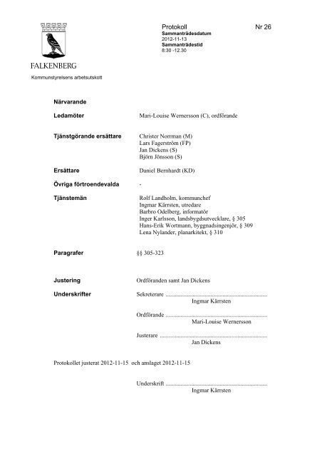 Protokoll Nr 26 - Intranet - Falkenbergs kommun