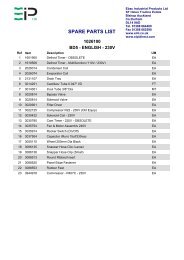 Create Spares List - Ebac Industrial Products Limited