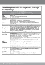Swimming WA SunSmart Long Course State Age Championships