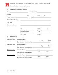Rutgers University Athlete Agent Registration Form